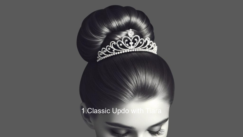 1.Classic Updo with Tiara