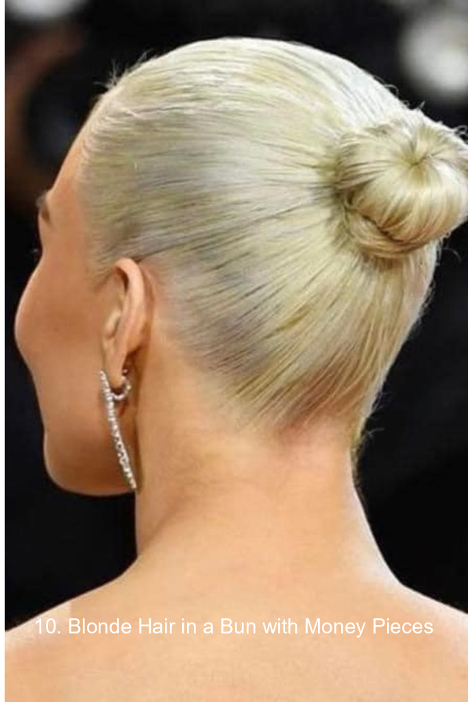 10. Blonde Hair in a Bun with Money Pieces