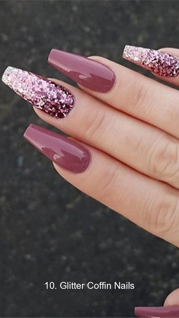 10. Glitter Coffin Nails