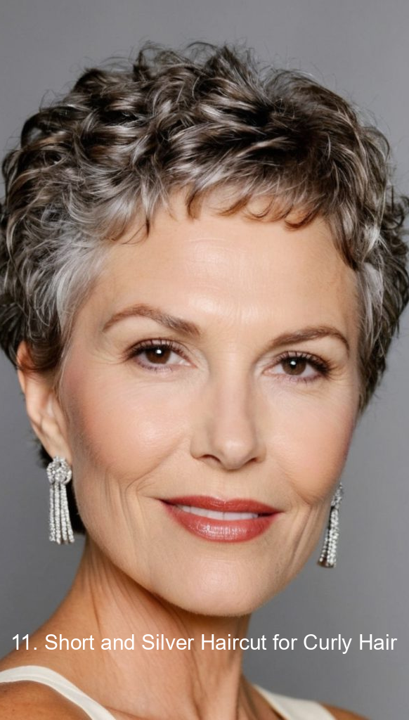 11. Short and Silver Haircut for Curly Hair