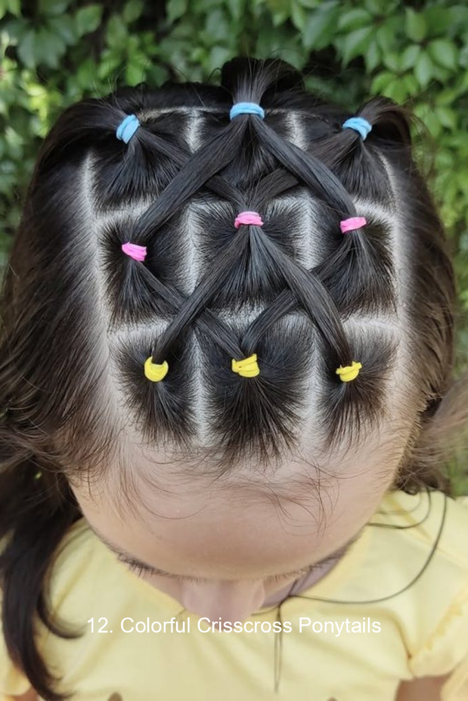 12. Colorful Crisscross Ponytails