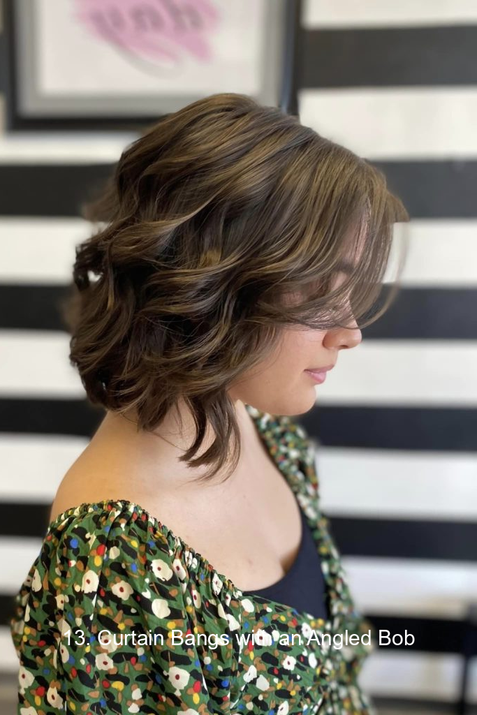 13. Curtain Bangs with an Angled Bob