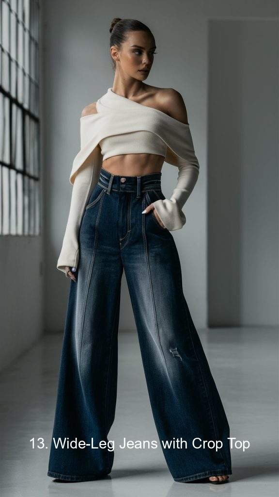 13. Wide-Leg Jeans with Crop Top