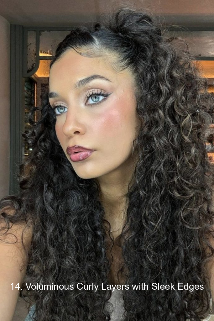 14. Voluminous Curly Layers with Sleek Edges