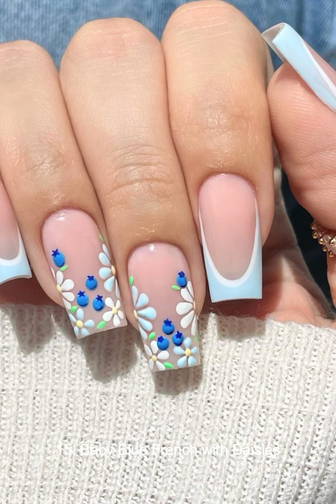 15. Baby Blue French with Daisies