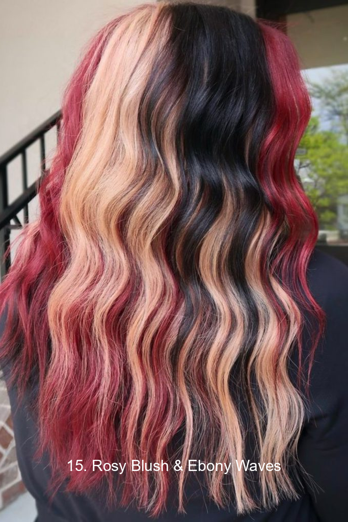 15. Rosy Blush & Ebony Waves