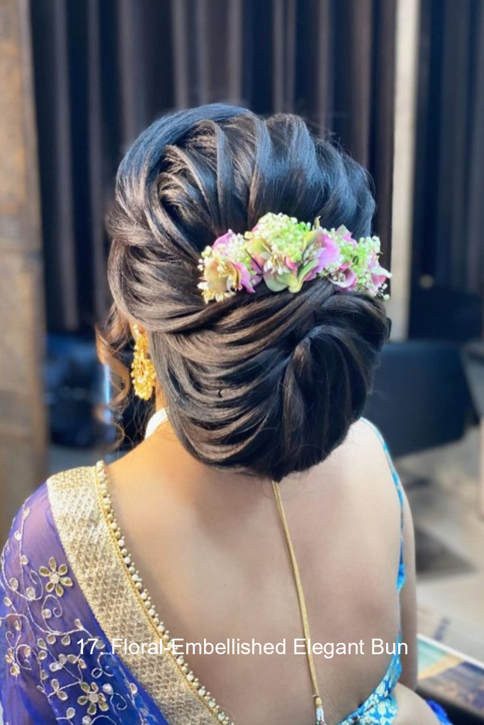 17. Floral-Embellished Elegant Bun