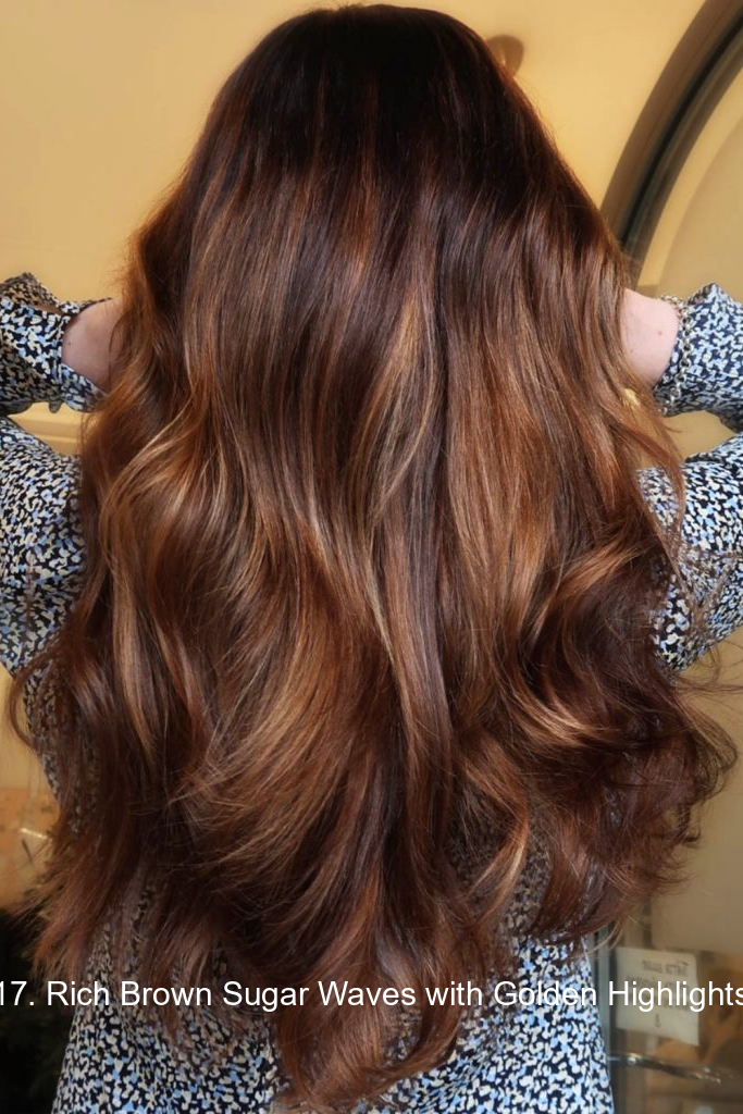 17. Rich Brown Sugar Waves with Golden Highlights