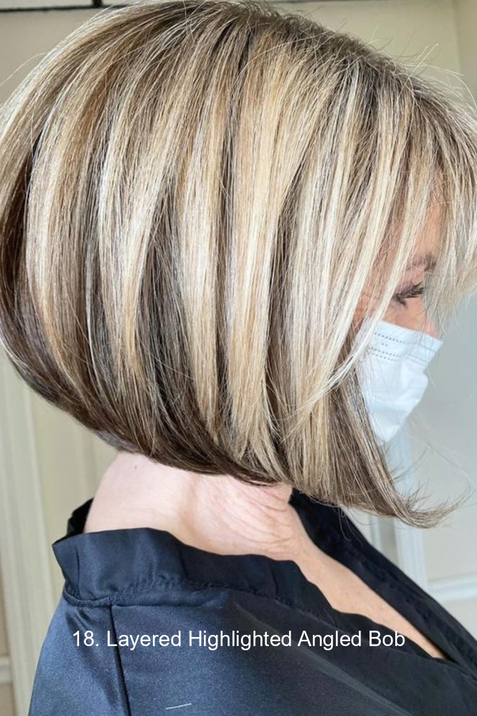 18. Layered Highlighted Angled Bob