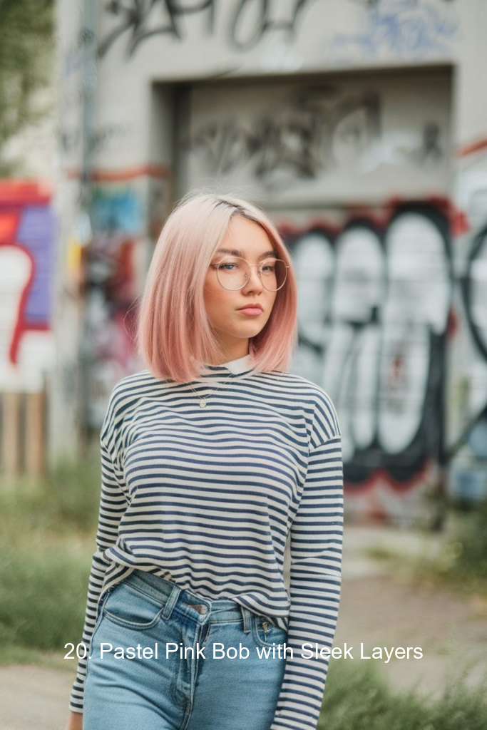 20. Pastel Pink Bob with Sleek Layers