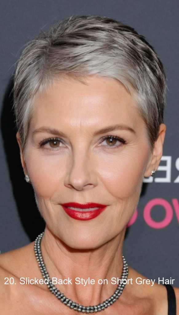 20. Slicked Back Style on Short Grey Hair