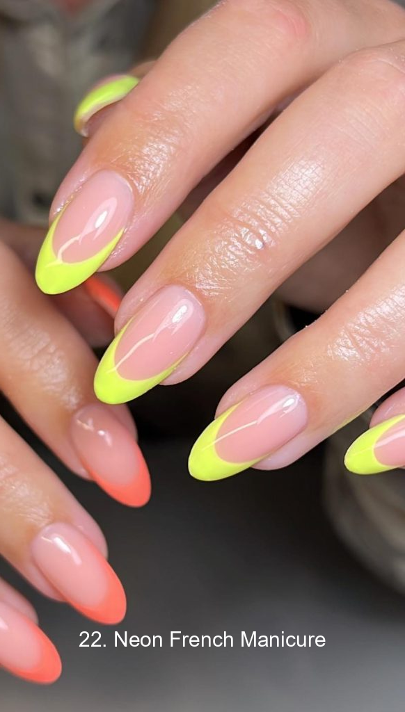 22. Neon French Manicure