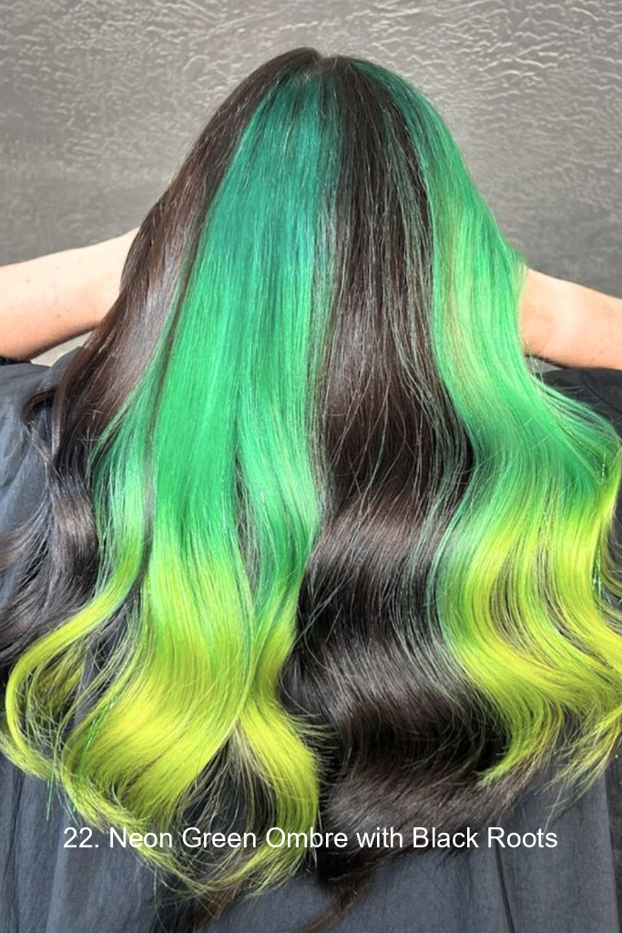 22. Neon Green Ombre with Black Roots