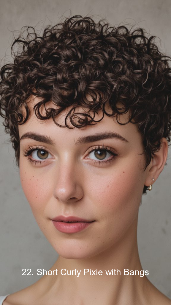 22. Short Curly Pixie with Bangs