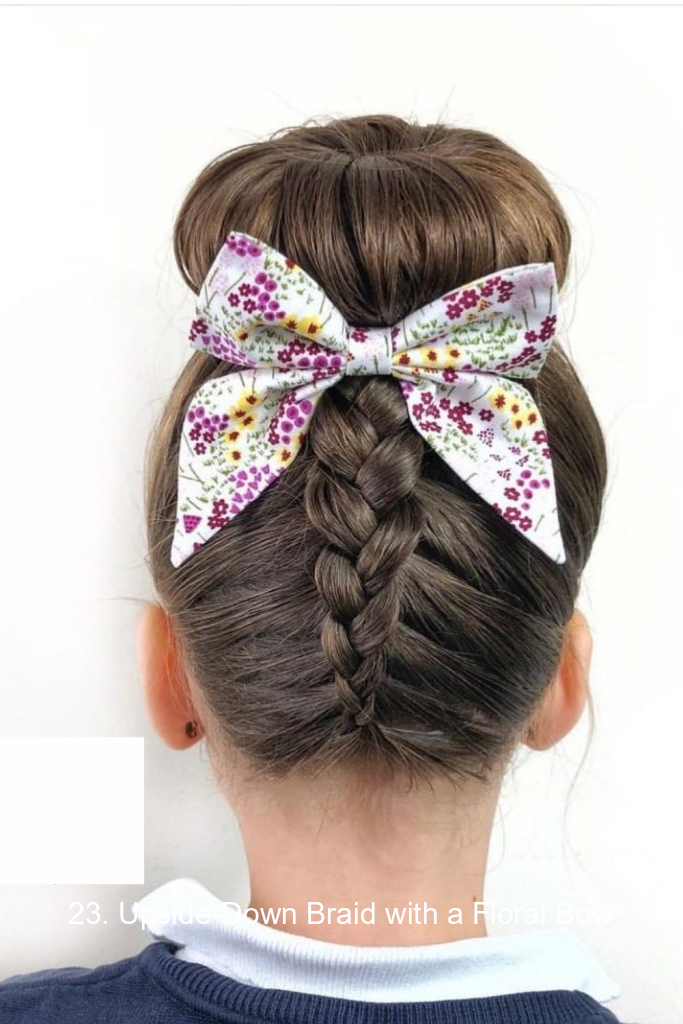 23. Upside-Down Braid with a Floral Bow