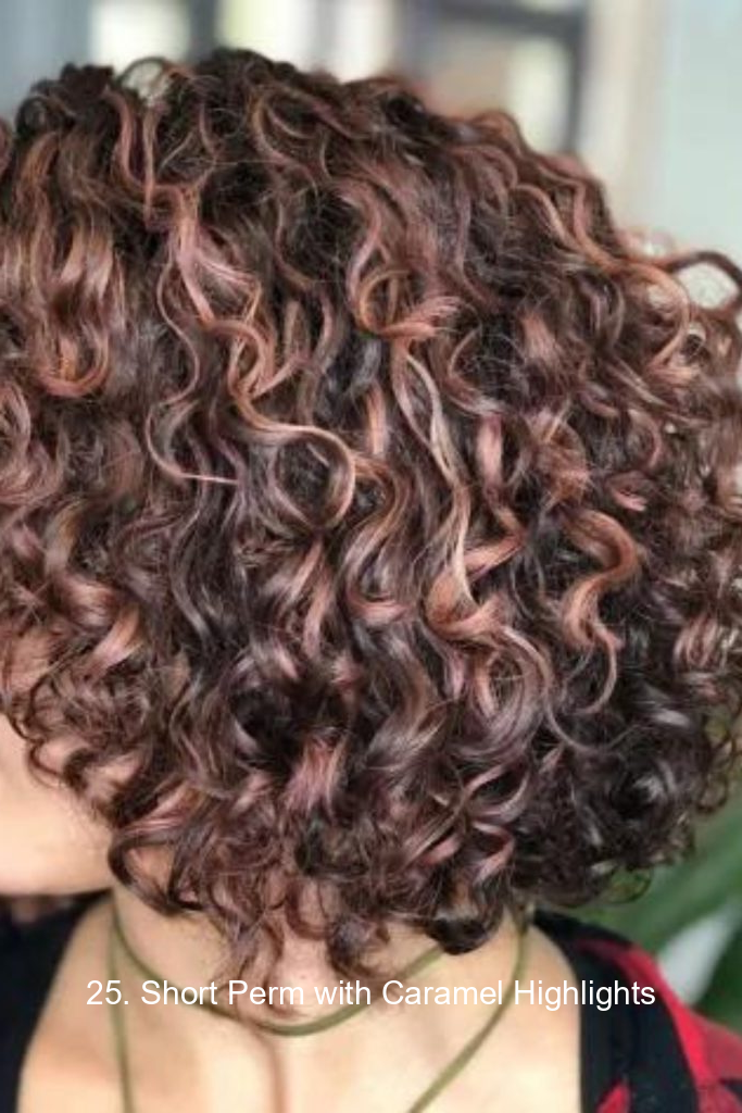 25. Short Perm with Caramel Highlights