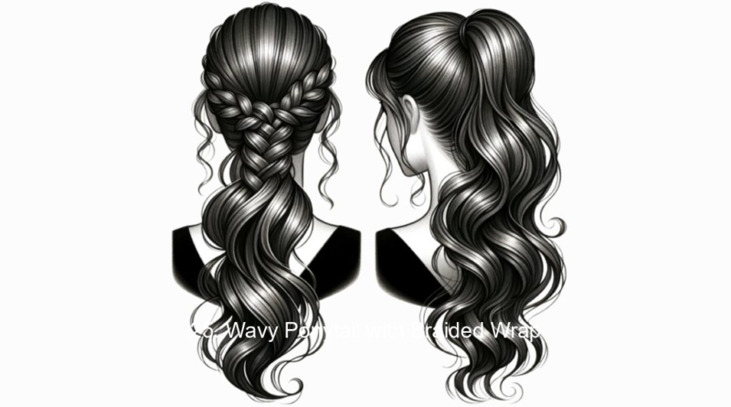 25. Wavy Ponytail with Braided Wrap