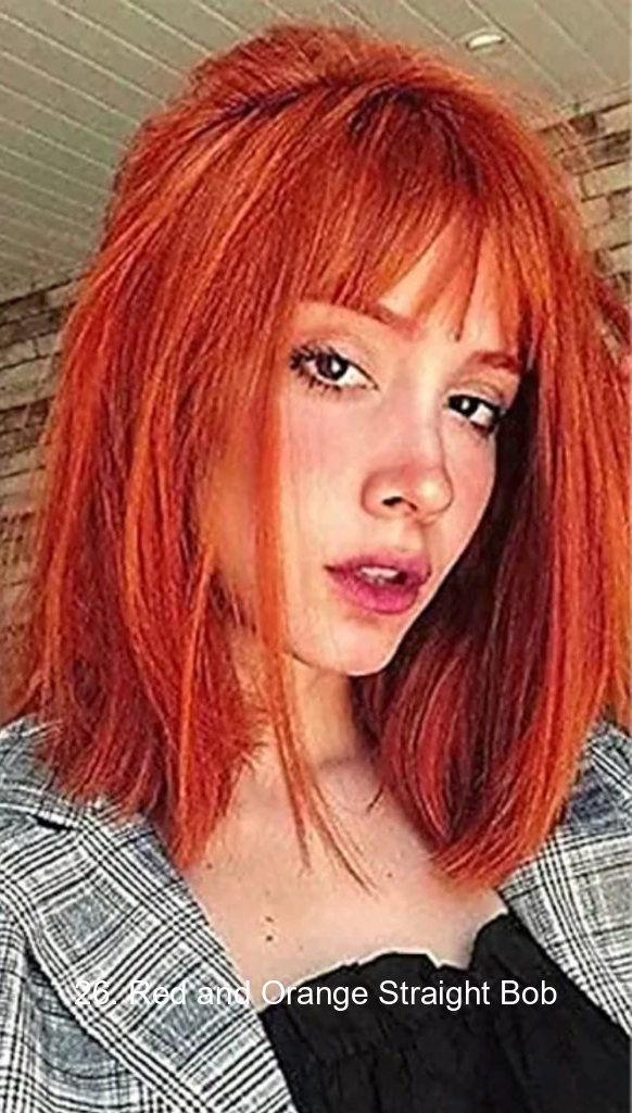 26. Red and Orange Straight Bob