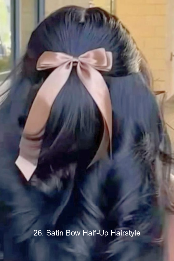 26. Satin Bow Half-Up Hairstyle