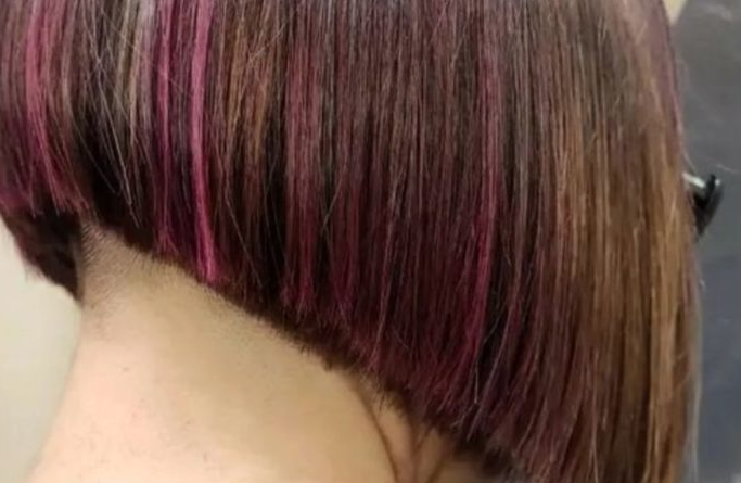 29. Subtle Burgundy Angled Bob