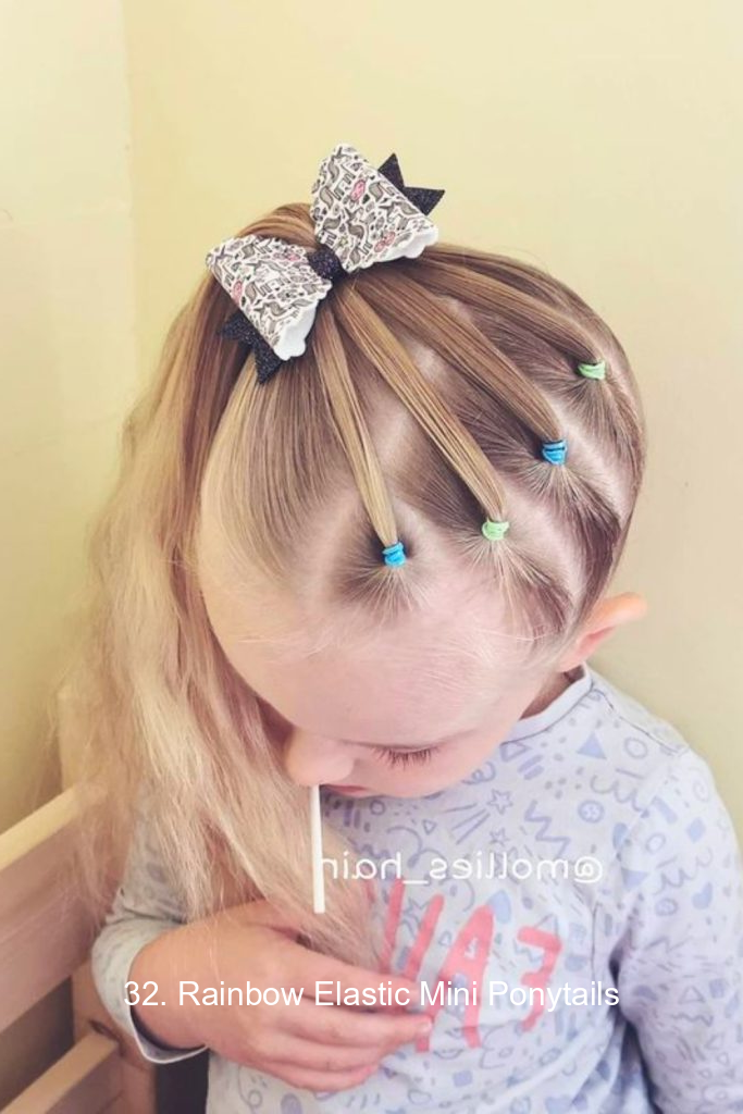 32. Rainbow Elastic Mini Ponytails