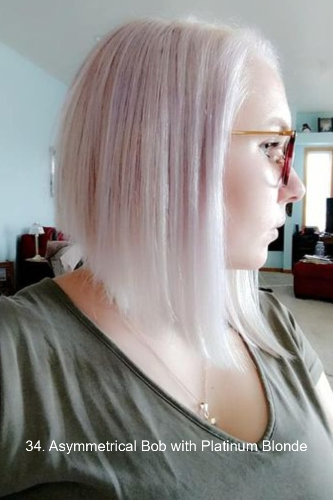 34. Asymmetrical Bob with Platinum Blonde