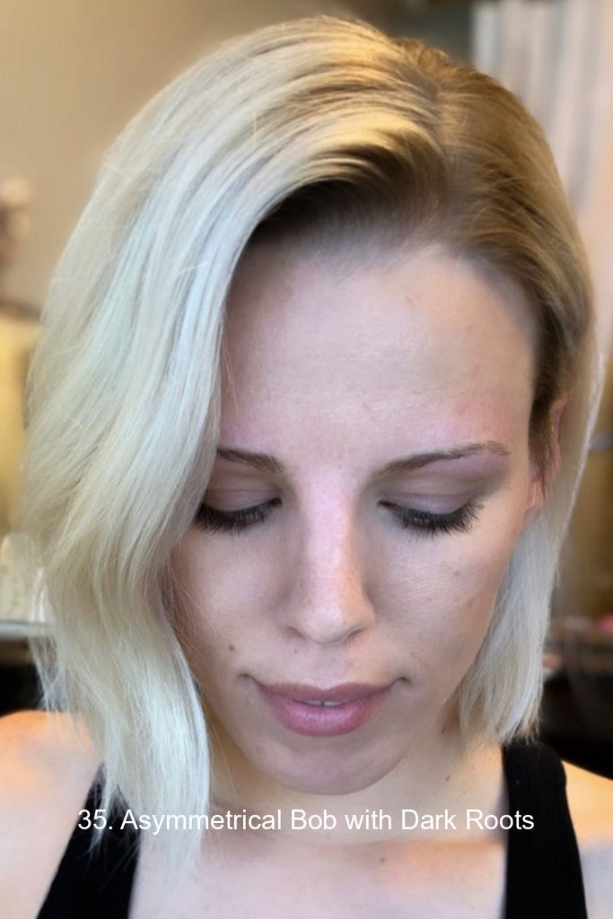 35. Asymmetrical Bob with Dark Roots