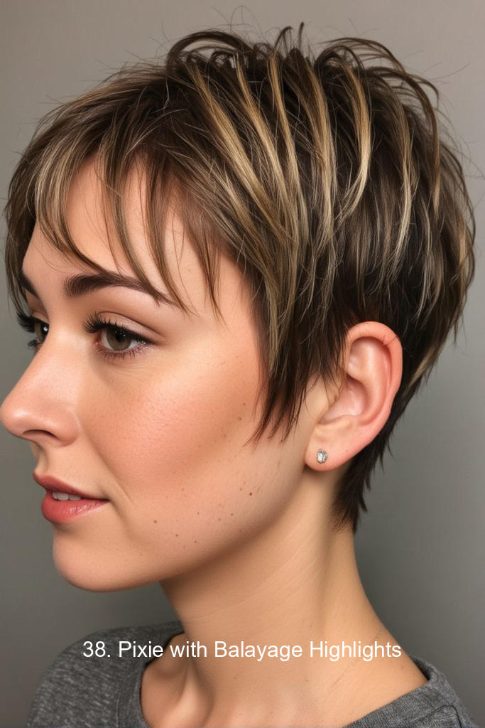 38. Pixie with Balayage Highlights