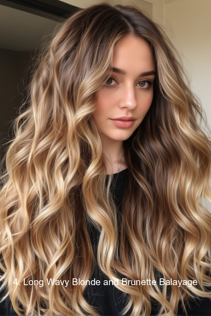 4. Long Wavy Blonde and Brunette Balayage