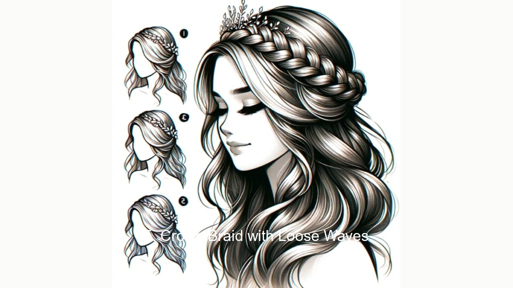 5. Crown Braid with Loose Waves