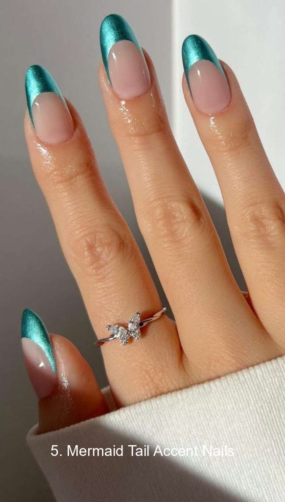 5. Mermaid Tail Accent Nails