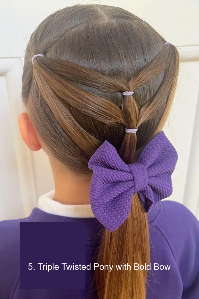 5. Triple Twisted Pony with Bold Bow