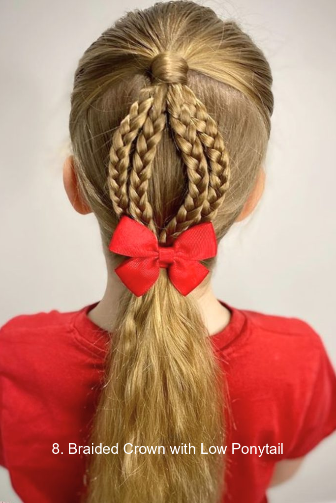 8. Braided Crown with Low Ponytail